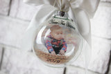 Baby's First Christmas Round Ornament, Round bauble with photo, Ornament with Picture, Christmas ornament exchange, New Baby Ornament Gifts.