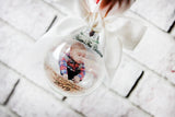 Baby's First Christmas Round Ornament, Round bauble with photo, Ornament with Picture, Christmas ornament exchange, New Baby Ornament Gifts.