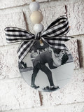 Glass photo ornament, Just married Christmas Keepsake, Picture Ornaments