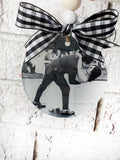 Glass photo ornament, Just married Christmas Keepsake, Picture Ornaments
