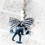 Glass photo ornament, Just married Christmas Keepsake, Picture Ornaments