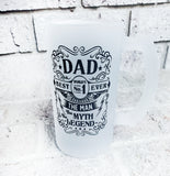 Custom frosted beer Mug, Dad's beer cup, father's day gifts, custom beer mugs, the man, the myth, the legend, Craft beer gift for him