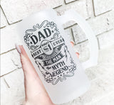 Custom frosted beer Mug, Dad's beer cup, father's day gifts, custom beer mugs, the man, the myth, the legend, Craft beer gift for him