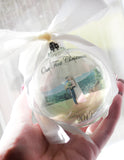 Our First Christmas photo ornament globe, Round glass ornament with picture, First married Christmas keepsake ornaments, Mr & Mrs globe
