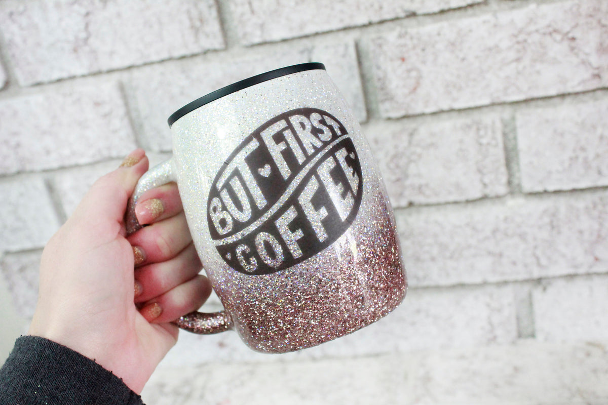 Glitter Coffee cup, Rose gold glitter cup, Glitter coffee tumbler