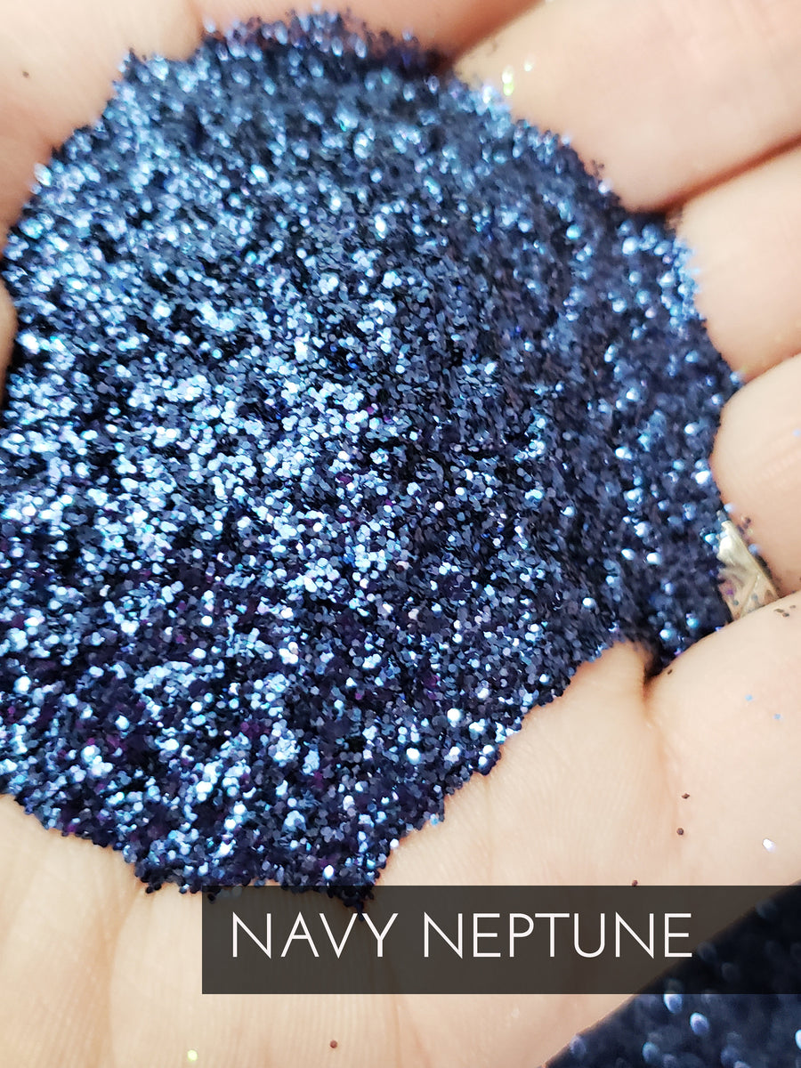 Navy Glitter .015 hex poly glitter, affordable Navy Neptune