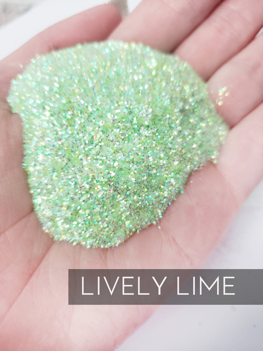 Lively Lime green .015 iridescent glitter, tumbler making glitter, tum