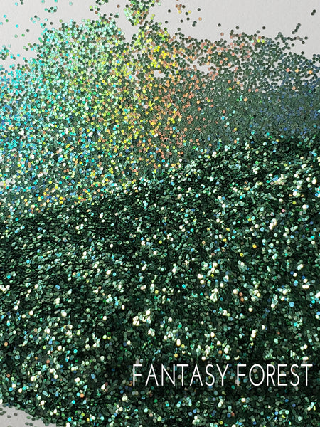 Fantasy Forest cosmetic .015 hex poly green halo glitter, tumbler making glitter, fine polyester glitter, green Holo tack it glitter