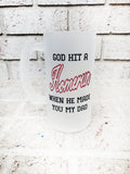Homerun dad mug, God it a homerun, when he made you my dad, frosted beer mug, frosted beer stein, custom beer mug, dad's gifts, baseball dad