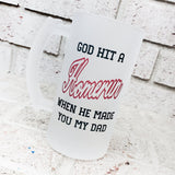 Homerun dad mug, God it a homerun, when he made you my dad, frosted beer mug, frosted beer stein, custom beer mug, dad's gifts, baseball dad
