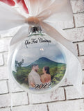 2022 First Christmas Ornament, Picture ornaments, round photo ornament, first married christmas, round glass ornament, ornament keepsake