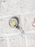retractable ID reel, Monogram Badge Holder, teacher ID reel, pencil monogram, teacher appreciation gift, personalized badge reel, ID holder