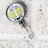 retractable ID reel, Monogram Badge Holder, teacher ID reel, pencil monogram, teacher appreciation gift, personalized badge reel, ID holder