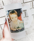 Personalized photo beer mug, custom beer stein with picture, 16 ounce frosted glass beer cup,