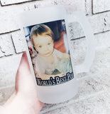 Personalized photo beer mug, custom beer stein with picture, 16 ounce frosted glass beer cup,