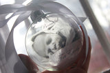 Memorial Photo Ornament with feather, Round glass ornament with picture, infant loss, Too beautiful for Earth, bereavement, floating picture