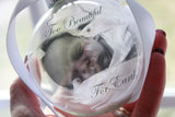 Memorial Photo Ornament with feather, Round glass ornament with picture, infant loss, Too beautiful for Earth, bereavement, floating picture