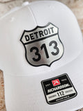 Detroit 313 Snapback Trucker Hat – Silver & Black Acrylic Patch