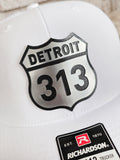 Detroit 313 Snapback Trucker Hat – Silver & Black Acrylic Patch