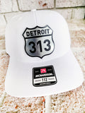 Detroit 313 Snapback Trucker Hat – Silver & Black Acrylic Patch