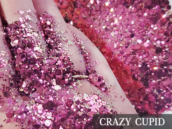 Crazy Cupid 2 oz bag color shift glitter, Pink to Gold color shift mermaid glitter