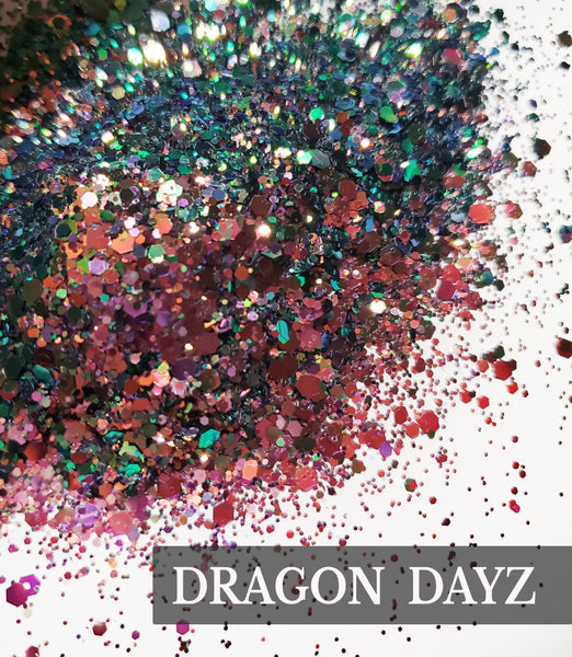 Dragon Dayz color shift glitter 2 Oz bag, Green Blue to Pink color shift mermaid glitter