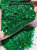 Emerald Elegance dark green Glitter, Emerald holo glitter, custom mix holo glitter, Green Holographic glitter, green glitter supplier