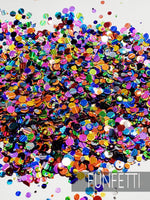 2 Oz bag Funfetti custom mix glitter, round dot confetti glitter, holographic confetti glitter