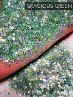 Gracious Green custom mix pearlescent glitter, Custom green Glitter, Glitter for Tumblers, Tumbler making Glitter, mint glitter