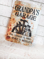 Grandpa's Garage, Father's day Gifts, Best Grand daddy gifts, dad's garage, garage gifts, man cave, outdoor metal signs