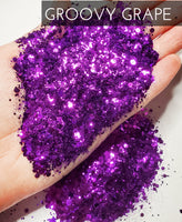 Groovy Grape mixed particle purple glitter, high quality poly glitter, affordable dark purple glitter for tumblers, fine polyester glitter, violet glitter for cup making