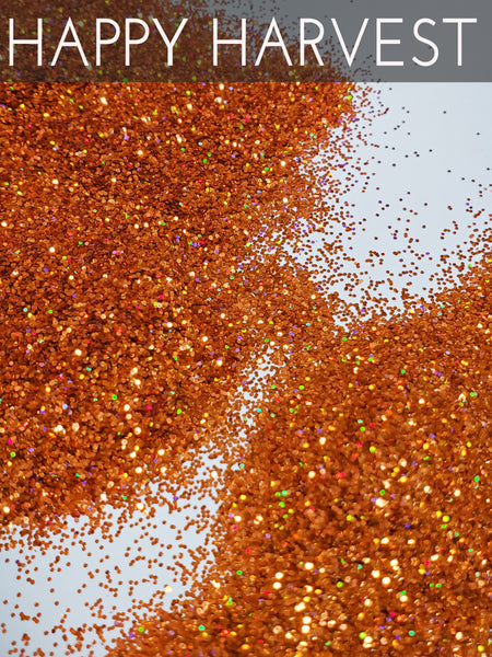 Happy Harvest .015 Hex poly Glitter, Holographic Orange Glitter, Tumbler Making Supplies, Holo Orange Glitter, .015 hex polyester glitter, Made in the USA, Fall Glitter colors