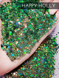 Happy Holly color shift glitter, Green to Gold color shift glitter, custom mix color shift glitter, tumbler glitter, glitter for cup, green