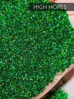 High Hopes Green Holographic Glitter, .015 Holographic Green glitter, Tumbler Glitter, Dark Green glitter, Forest Green Glitters, fine green Holographic Glitter
