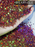 Kris Kringle color shift glitter, Red to Green color shift holiday glitter, custom mix color shift glitter, tumbler glitter, glitter for cup