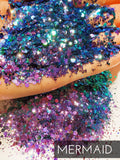 Mermaid color shift glitter mix, purple to blue color shift mermaid glitter, custom mix color shifting glitter
