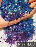 Mermaid color shift glitter mix, purple to blue color shift mermaid glitter, custom mix color shifting glitter