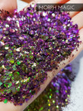 Morph Magic Purple Green color shift glitter 2 oz, color shift chameleon glitter, custom mix color shift glitter, epoxy tumbler maker glitter
