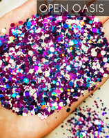 Open Oasis custom mix glitter, round dot confetti glitter, holographic confetti glitter, Custom round confetti dot glitter mixed particle