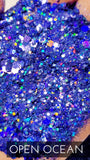 Open Ocean Custom Mix Glitter, Dark Blue holo glitter, Custom Blue Glitter Mix, Holographic Glitter, Chunky Mix Glitter, sparkly glitter