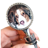 Custom wine stopper with picture, Dog picture wine stopper, photo keepsake, Dog lover gifts, Bottle Stopper with photo