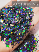 So Stunning Custom Mix Grey Holo Glitter, Gray Holographic Glitter Custom Mix, So stunning custom mix gray glitters from glitter gifts and more