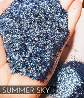 Summer Sky light blue fine glitter, polyester tumbler making glitter, quality glitter supplies, sky blue glitter for cups, blue glitter