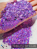 Timeless Treasure Purple Holo custom mix chunky hex poly glitter, tumbler making glitter, fine polyester glitter, purple holographic mix
