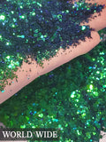 World Wide 2 oz color shift glitter, Green to Blue color shift mermaid glitter