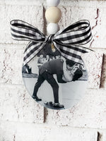 Glass photo ornament, Just married Christmas Keepsake, Picture Ornaments