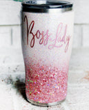 Boss Lady Glitter Tumbler, 20 oz tumbler, custom glitter cups, personalized glitter cups, Pink Glitter tumbler