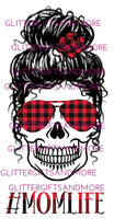 MomLIfe, Buffalo Plaid, Red and Black, Sublimation Files, Ready to use digital downloads, skeleton Mom, Tired as a Mother