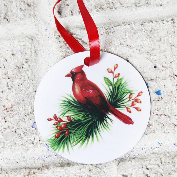 Red Cardinal Memory Christmas Ornament, In memory Ornament, Remembrance, Red Cardinal at Christmas