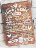 Chicken Coop Rules Outdoor Metal Sign, Summer Yard Signs, Indoor/outdoor metal signs, Chicken coop signs, Backyard Chicken coop